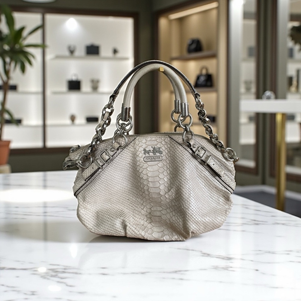 Coach Madison Sophia Textured Python  Leather Satchel